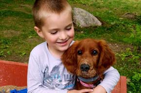 Young Boy with Irish Setter